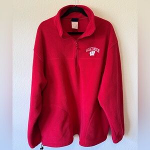 Wisconsin Badgers Red Fleece Quarter Zip Pullover 2XL Embroidered Logo